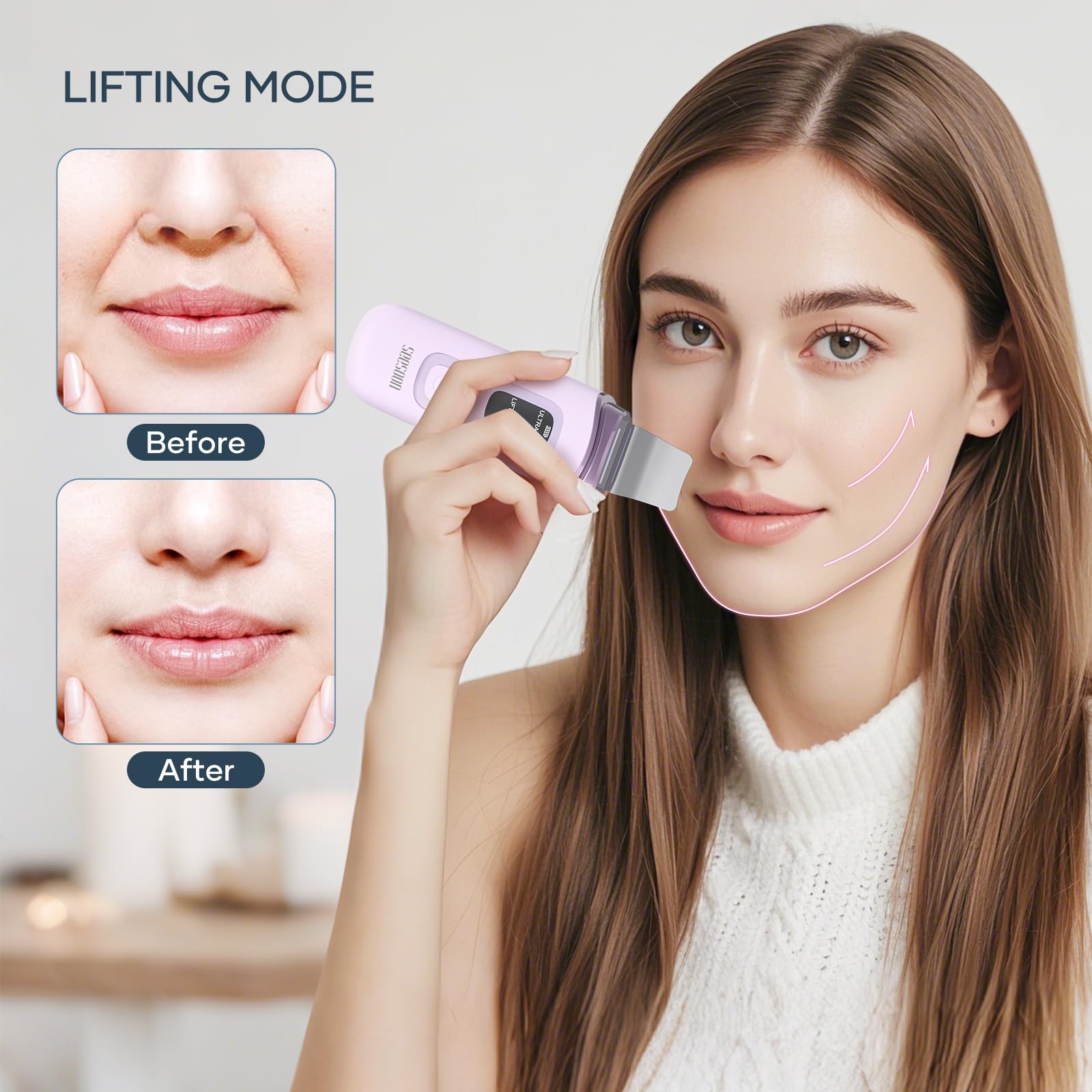 Espátula de limpieza facial para la piel con 4 modos, pantalla LCD, IPX7 impermeable para eliminación de puntos negros y limpieza profunda de poros