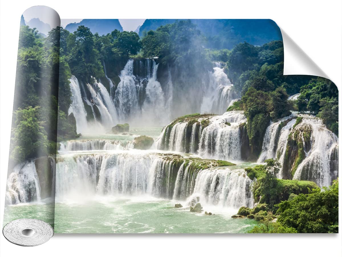 Papier peint moderne cascade Detian Tulup pour camoufler les imperfections du mur de salon