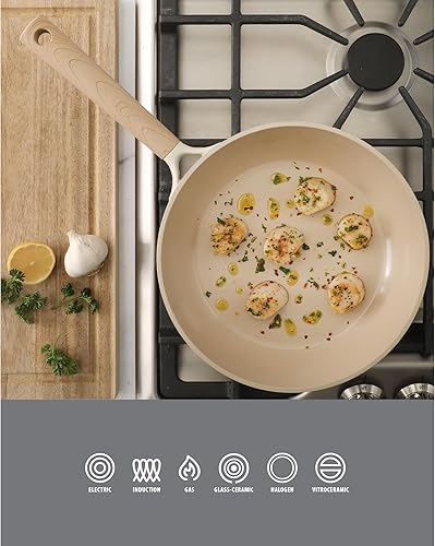 Miniatura 4 de Gibson Elite Folkstone - Sartén de aluminio fundido resistente de 10 pulgadas, no tóxico, de cerámica de alta calidad, antiadherente, sartén para
