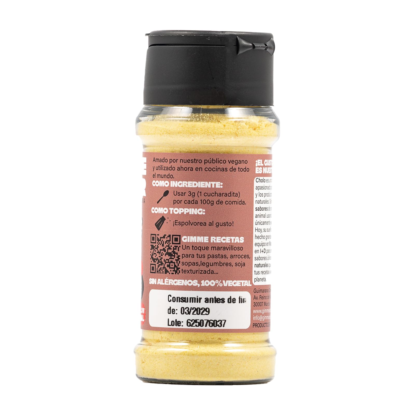 Sazonador Vegano Sabor Queso Parmesano 55 g – Mezcla de Especias para Pasta y Verduras – Sin Gluten, Sin Lácteos y Sin Soja – Gimme Sabor — view 3