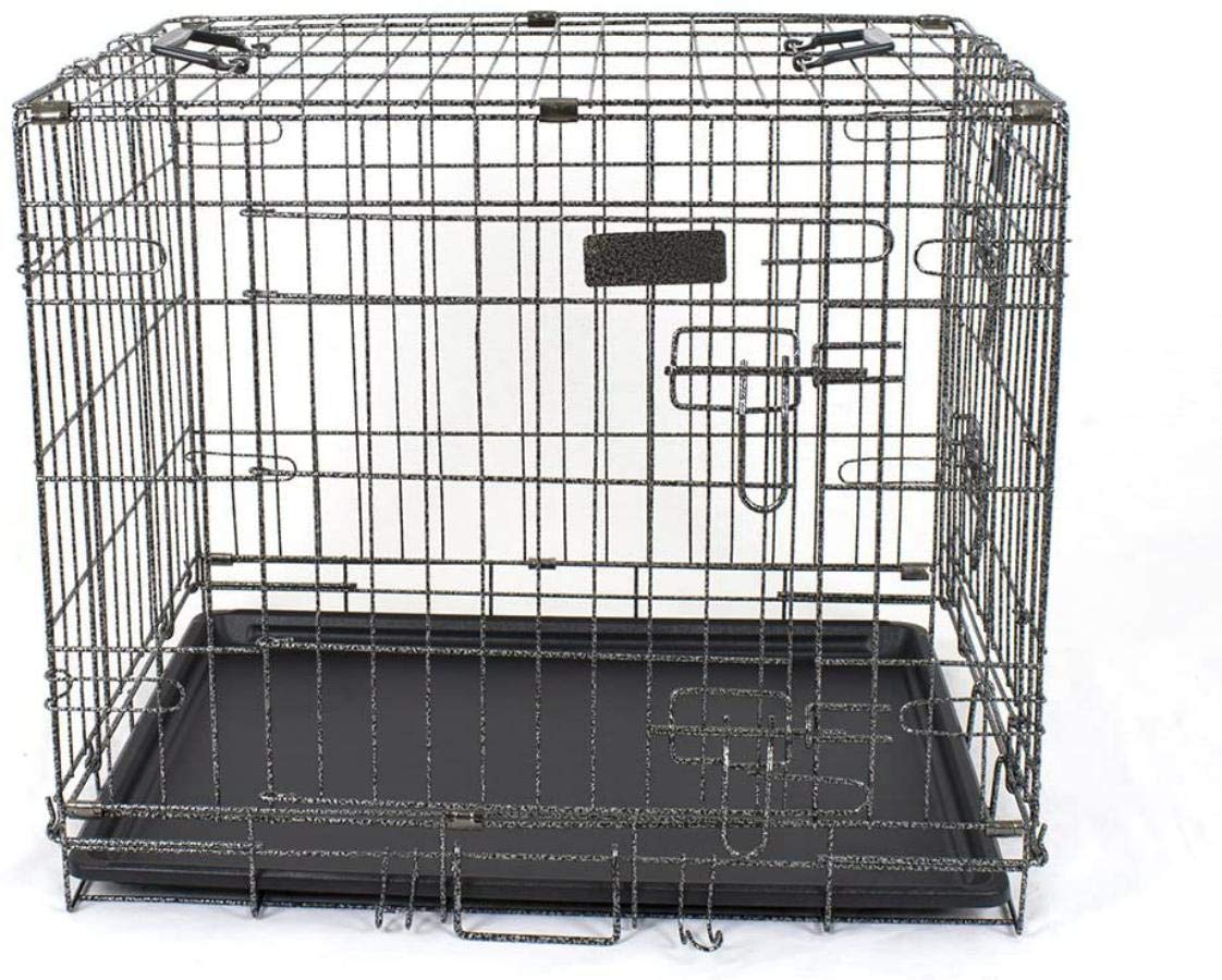 Pet's Solution - Kennel Trasportino Cani, Gatti o Pappagalli, in Metallo, Pieghevole, con Vassoio alla Base, Apertura Frontale - 60x42,5x50 cm