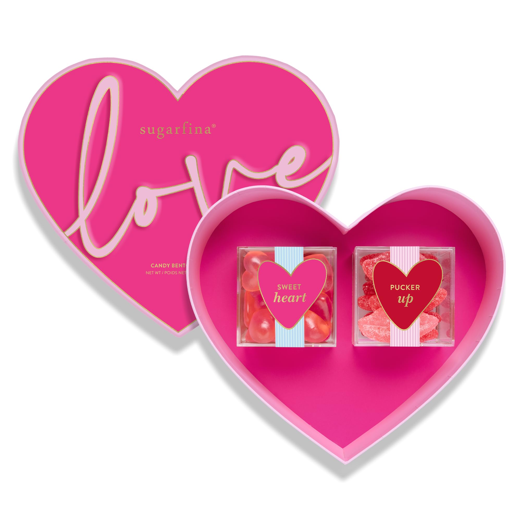 Amazon.com : Sugarfina Heart 2 Piece Candy Bento Box | Strawberry