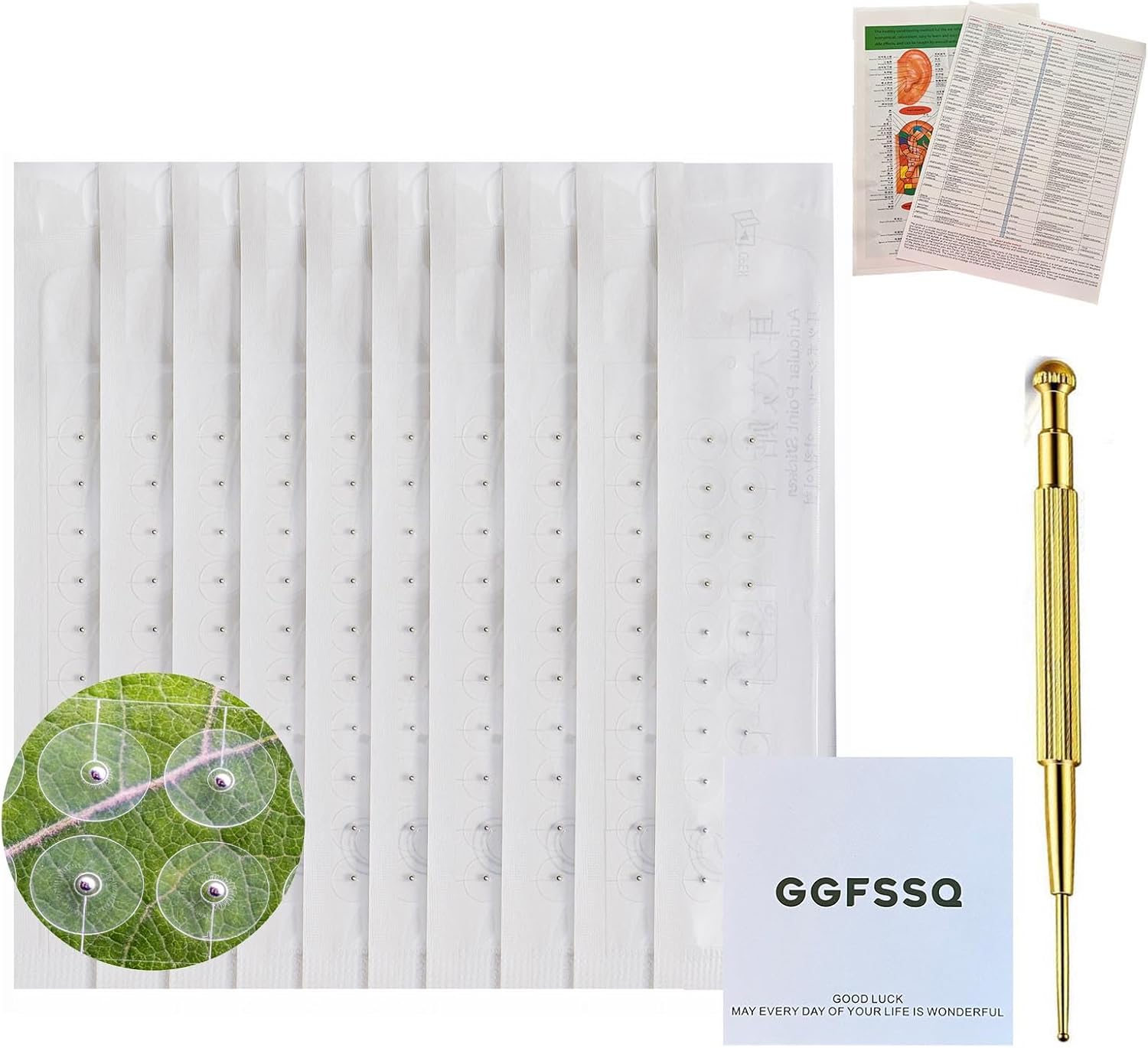 Ear Seeds Acupuncture Kit - 200 Pieces - Acupressure with Ears Seed, with Bonus Free Chart and Brass Acupressure Probe - for Balance & Wellness (silver-200pcs)
