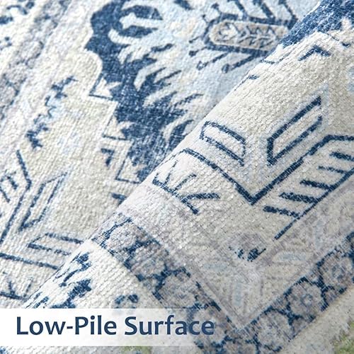 Miniatura 4 de GlowSol Alfombra de área de 4 x 6 pies, lavable a máquina, alfombra vintage, para interior, alfombra envejecida, antideslizante, no desprende