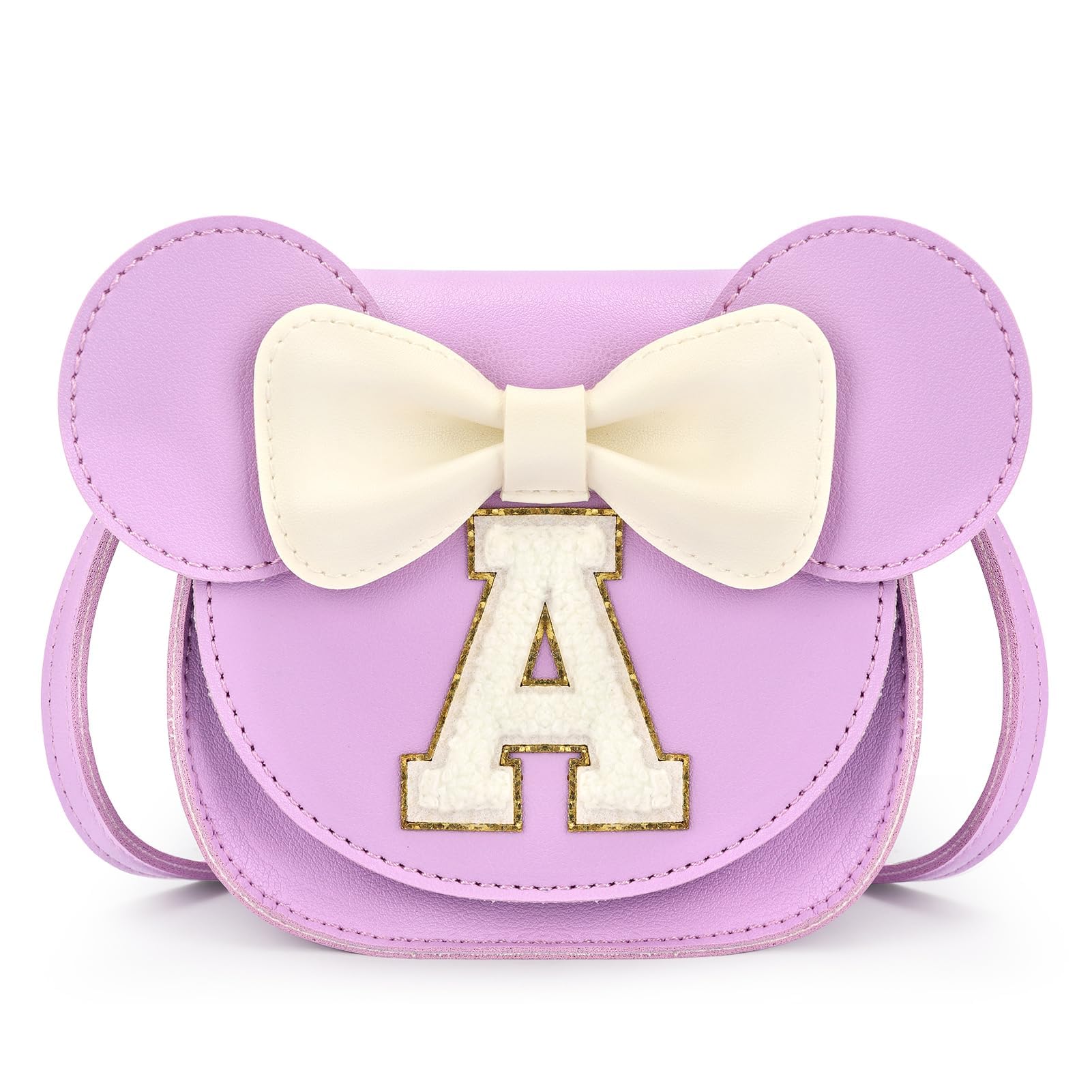 mibasies Toddler Purse 3-8 Girls, Purple Letter A Birthday Gift