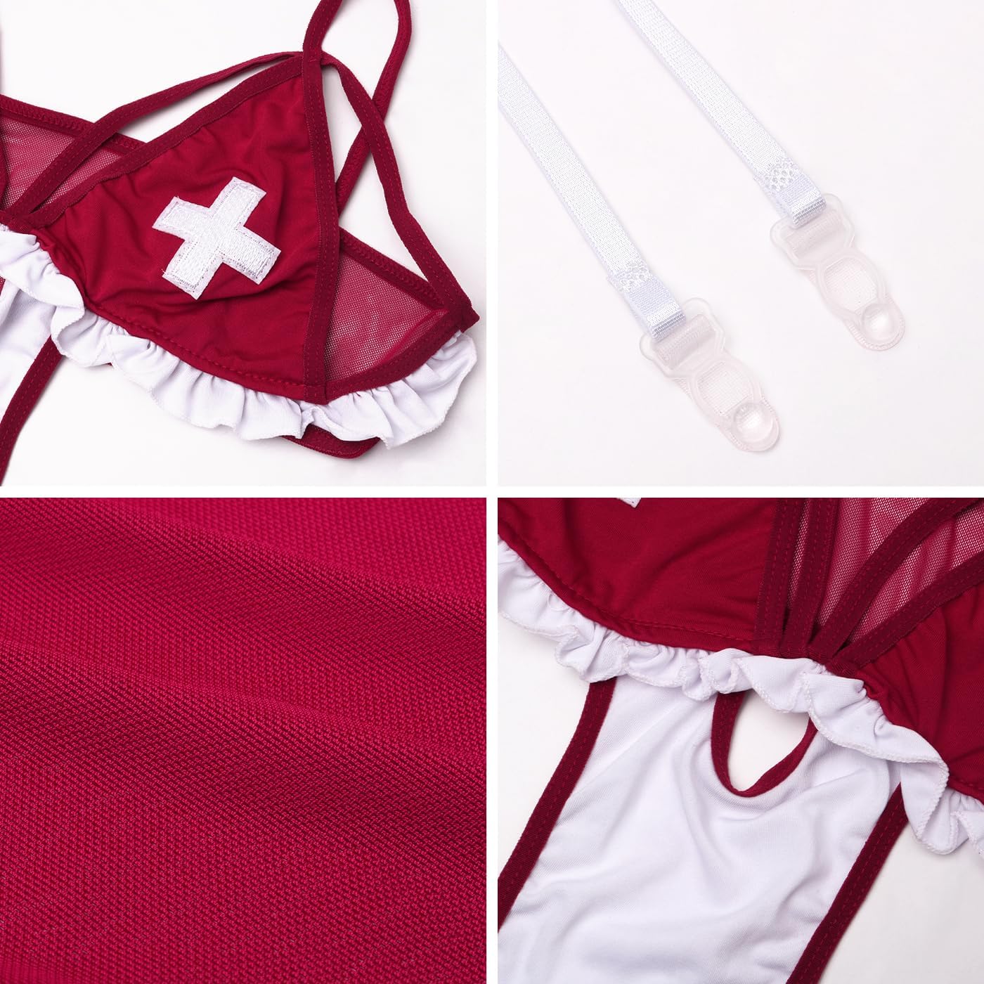 Sexy Nurse Costume Naughty Outfits Women Halloween Cosplay Lingerie Set with Garter Belt Fancy Nurse Roleplay Dress - Image 2