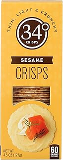 34 Degrees Crisps | Sesame Crisps | Thin, Light & Crunchy Crisps, Single Pack (4.5oz)