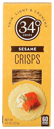 34 Degrees Crisps | Sesame Crisps | Thin, Light & Crunchy Crisps, Single Pack 4.5oz