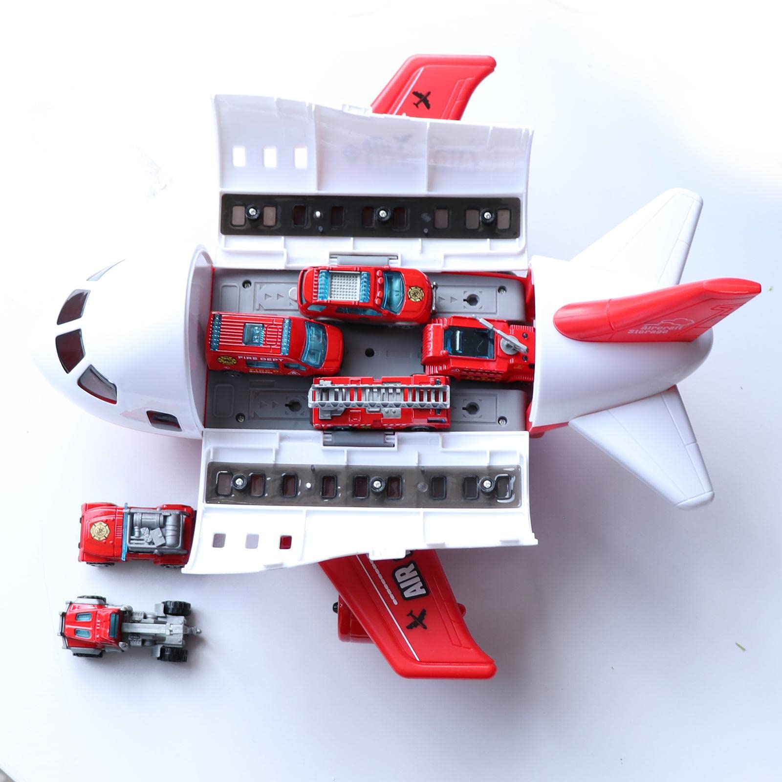 MagiDeal Aereo Passeggeri Giocattolo Grande Inerzia Portacarri Veicoli Alloy Adatto per Trasporto Giocattoli Gioco Bambini Esposizione Casa Collezione, Rosso 6 Antincendio Camion