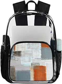 Mochila transparente moderna com pintura de arte grafite mochila resistente, mochila transparente à prova d'água com grafite abstrato mochila transparente de PVC com alça de ombro reforçada para escola, trabalho, viagens, Multicor