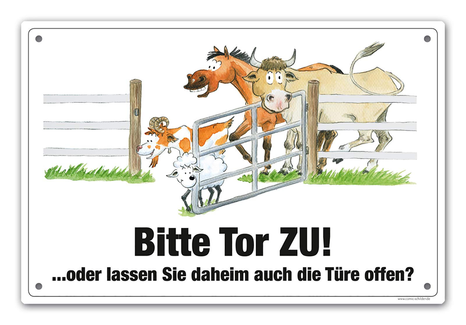 Schild Tor ZU! Freilaufende Tiere