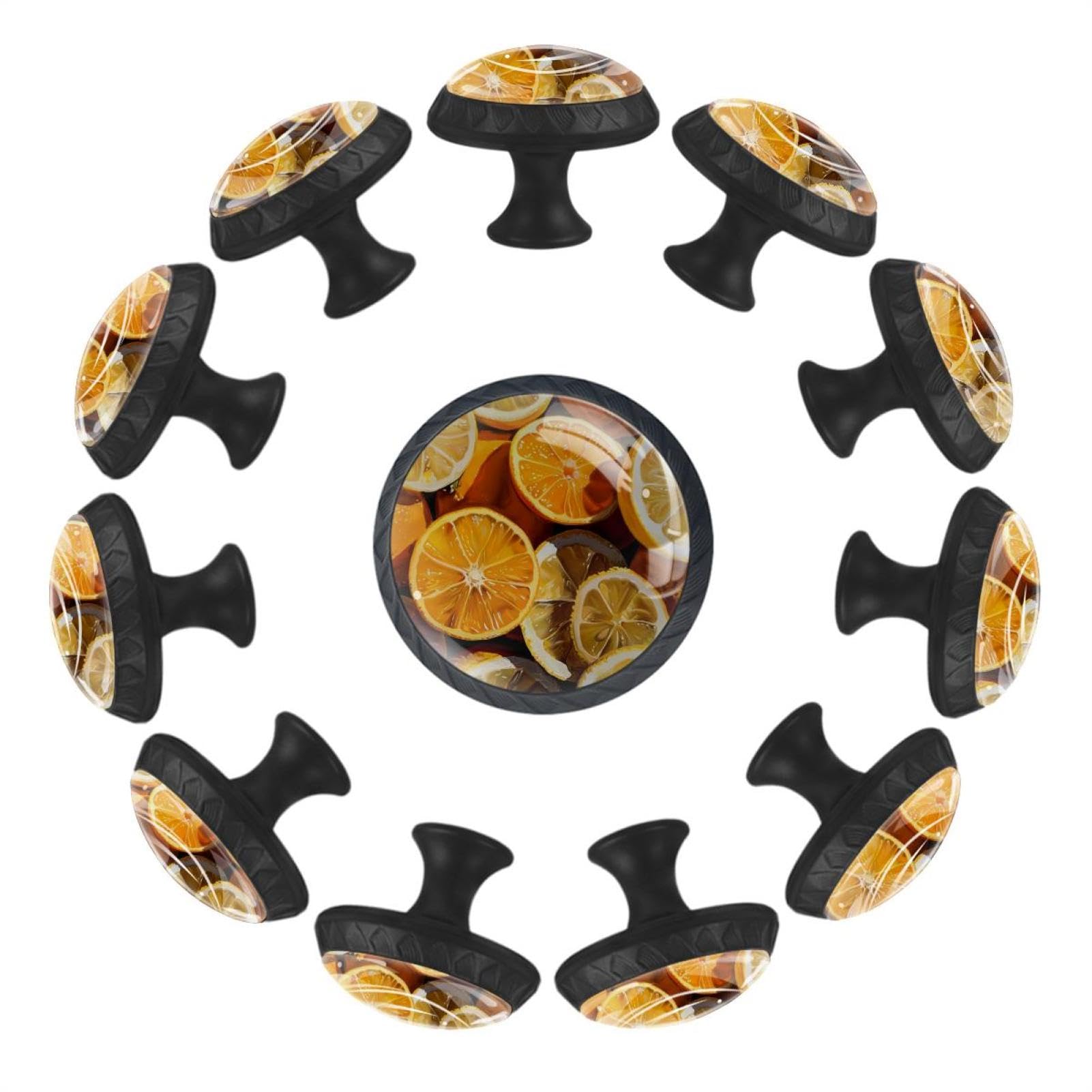 Boutons de tiroir en verre cristal orange citron quincaillerie placard cuisine