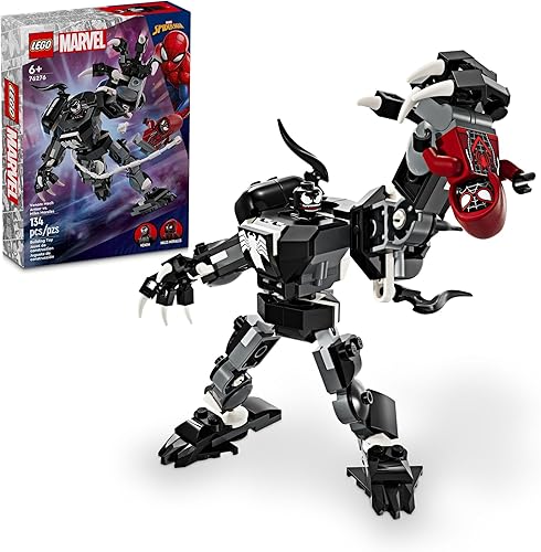LEGO Marvel Venom Mech Armor vs. Miles Morales, acción posable para niños, juego de construcción de Marvel con minifiguras, juguete de viaje, regalo