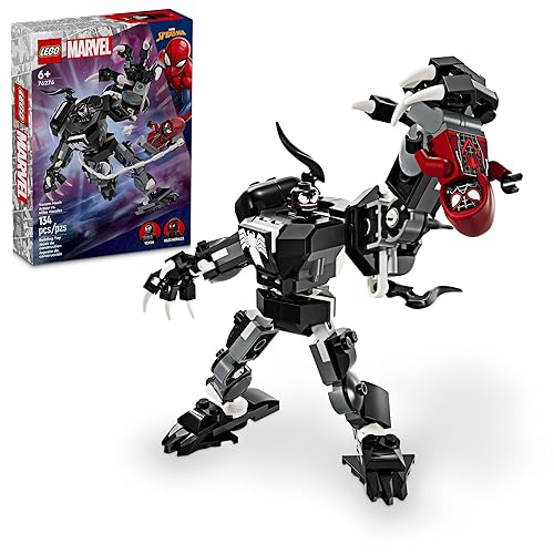 LEGO Marvel Venom Mech Armor vs. Miles Morales, Juguetes de Acción Posables para Niños, Conjunto de Construcción Marvel con Minifiguras, Juguetes de Viaje, Regalo de Batalla de Superhéroes para Niños y Niñas a partir de 6 años, 76276