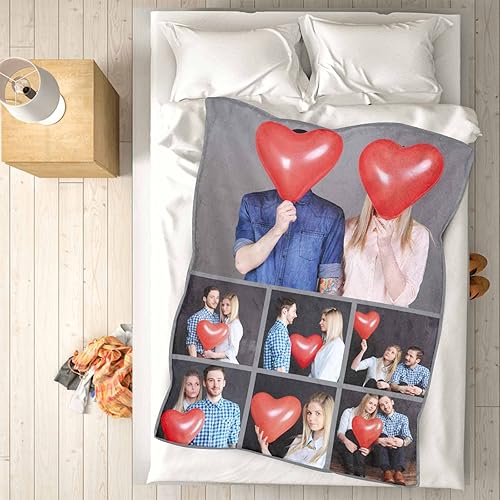 Miniatura 4 de YESCUSTOM Manta personalizada con texto fotográfico, manta personalizada con mis propias imágenes para Navidad, familia, mamá, papá, perro,
