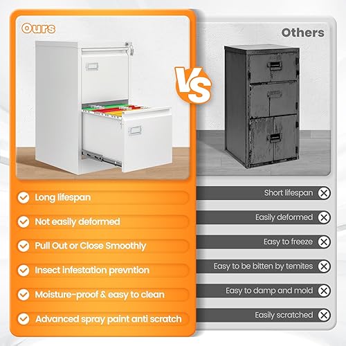 Vista 70 de Archivador de 3 cajones, archivador móvil totalmente ensamblado con cerradura para oficina en casa, caninete de metal con ruedas, cabina de tres