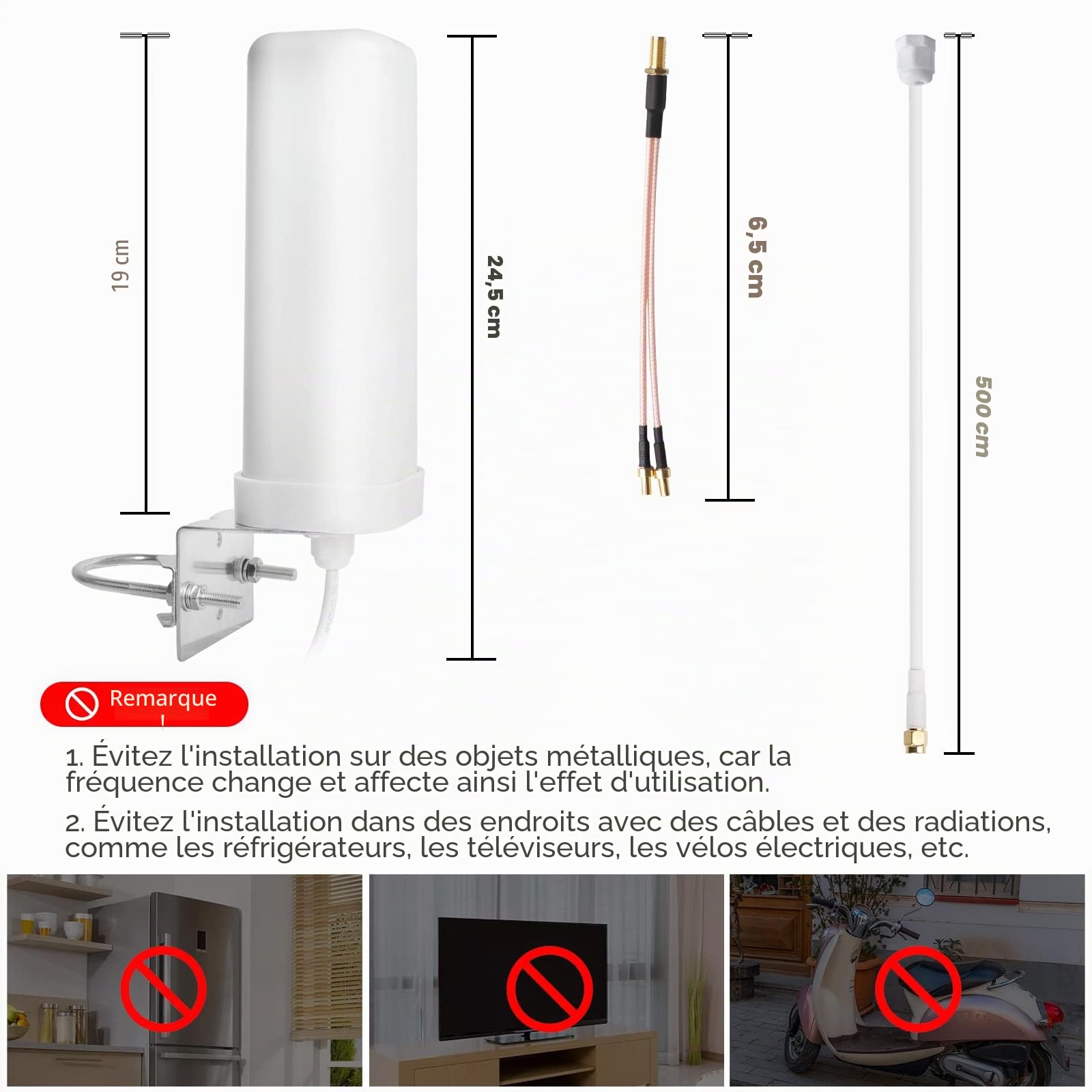 Antenne 4G LTE SMA mâle extérieure omnidirectionnelle étanche pour routeur 3G 4G Modem