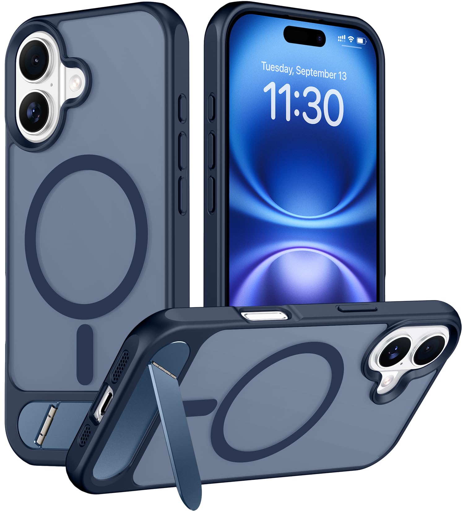 Temdan Magnetic Compatible with iPhone 16 Plus Case, [Built-in Invisible Kickstand][Compatible with MagSafe] [Military Grade Shockproof] Slim Translucent Matte Phone Case for iPhone 16 Plus 6.7"