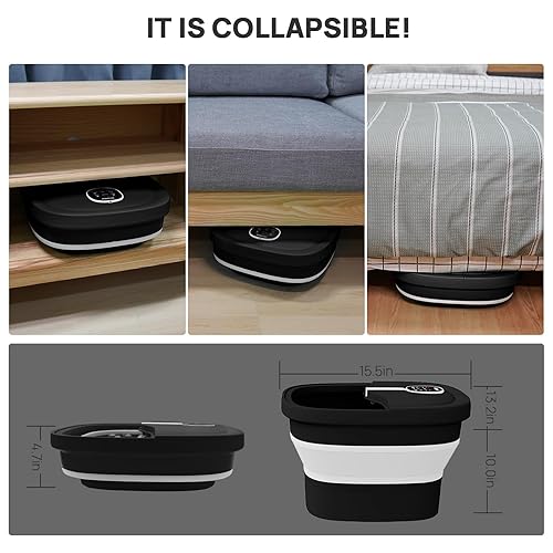 Miniatura 6 de HOSPAN Masaje giratorio eléctrico plegable para pies, baño de pies con calor, burbujas, control remoto y 24 bolas de masaje Shiatsu motorizadas. Spa