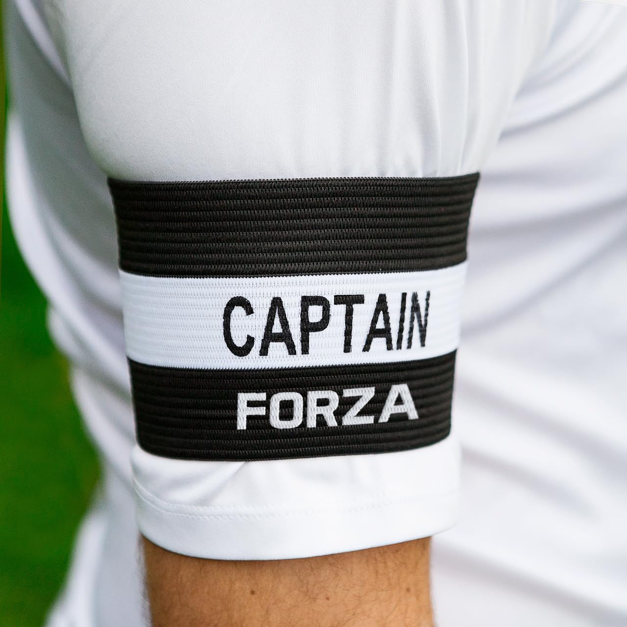 FORZA Captains Armbands – Adult & Junior Elastic Sport Arm Band for Football, Rugby & More [7 Colour Options] (Black, Senior) — image 1