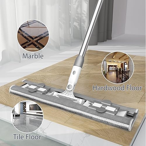 Miniatura 7 de Mopa plana de microfibra para limpieza de suelos, base de aluminio de 15.7 pulgadas (15.7 in), mango de aluminio de 4 secciones de 52 pulgadas, uso