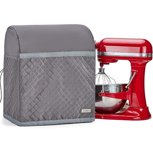 HOMEST Stand Mixer Quilted Dust Cover with Pockets Compatible with KitchenAid 6/7/8 Quart Bowl Lift, Grey (Patent Design)