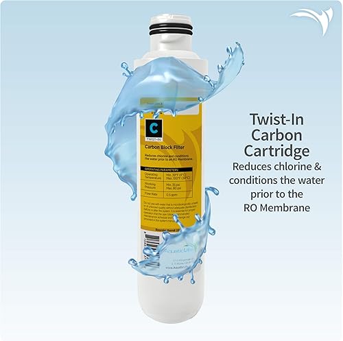 Miniatura 8 de AquaticLife - Paquete de cartuchos de filtro de agua de repuesto de ósmosis inversa Twist-In - Incluye membrana de 75 GPD, sedimento, bloque