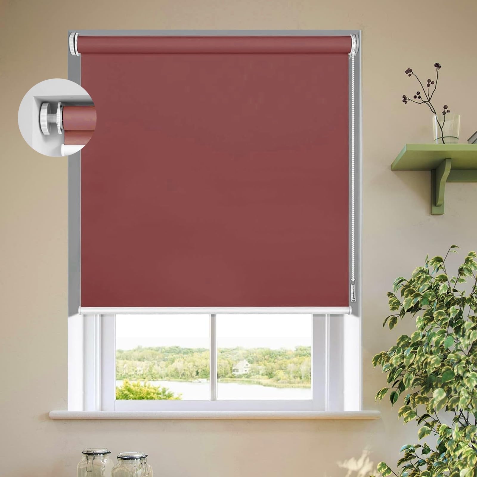 Store occultant sur mesure 110 x 80 cm rideau jour nuit sans perçage vin rouge