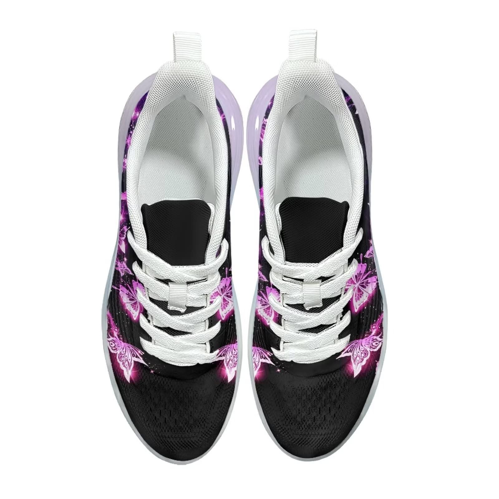 Scarpe da ginnastica da donna, da corsa, in rete, da palestra, da passeggio, Farfalla viola., 40 EU