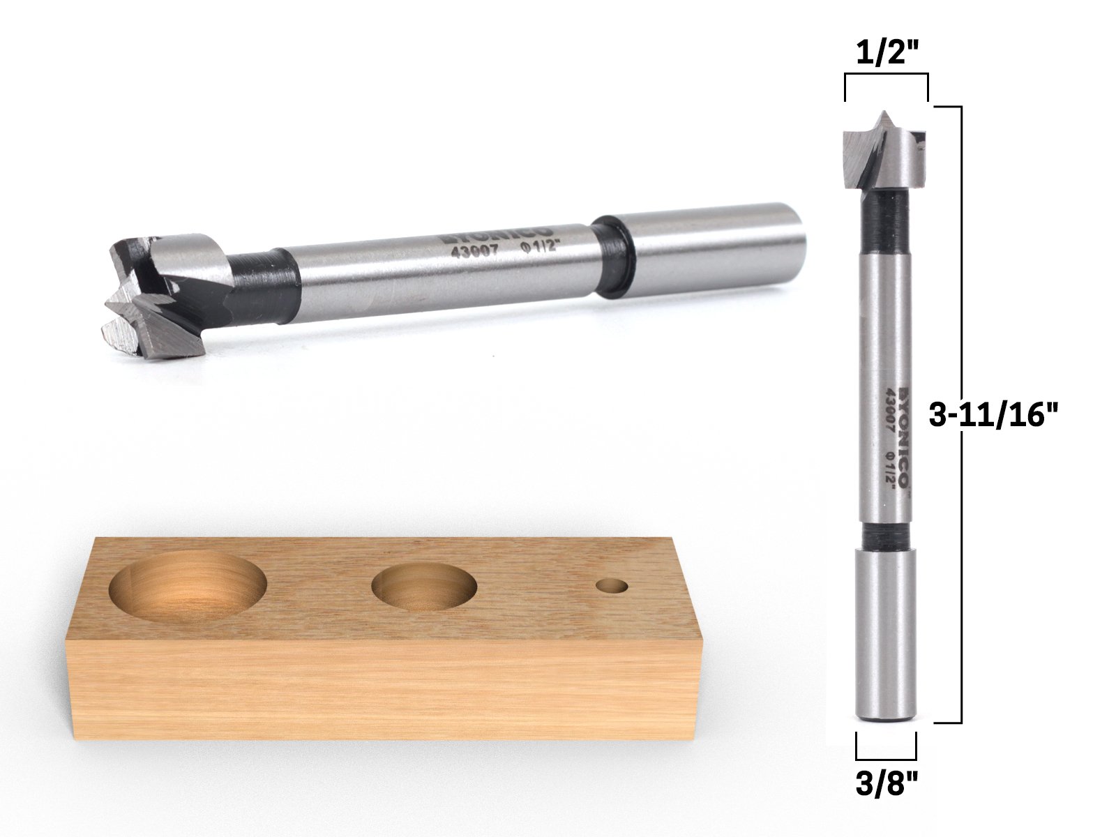 Yonico 43007S 1/2-Inch Diameter Steel Forstner Drill Bit 3/8-Inch Shank, Klein - Image 2
