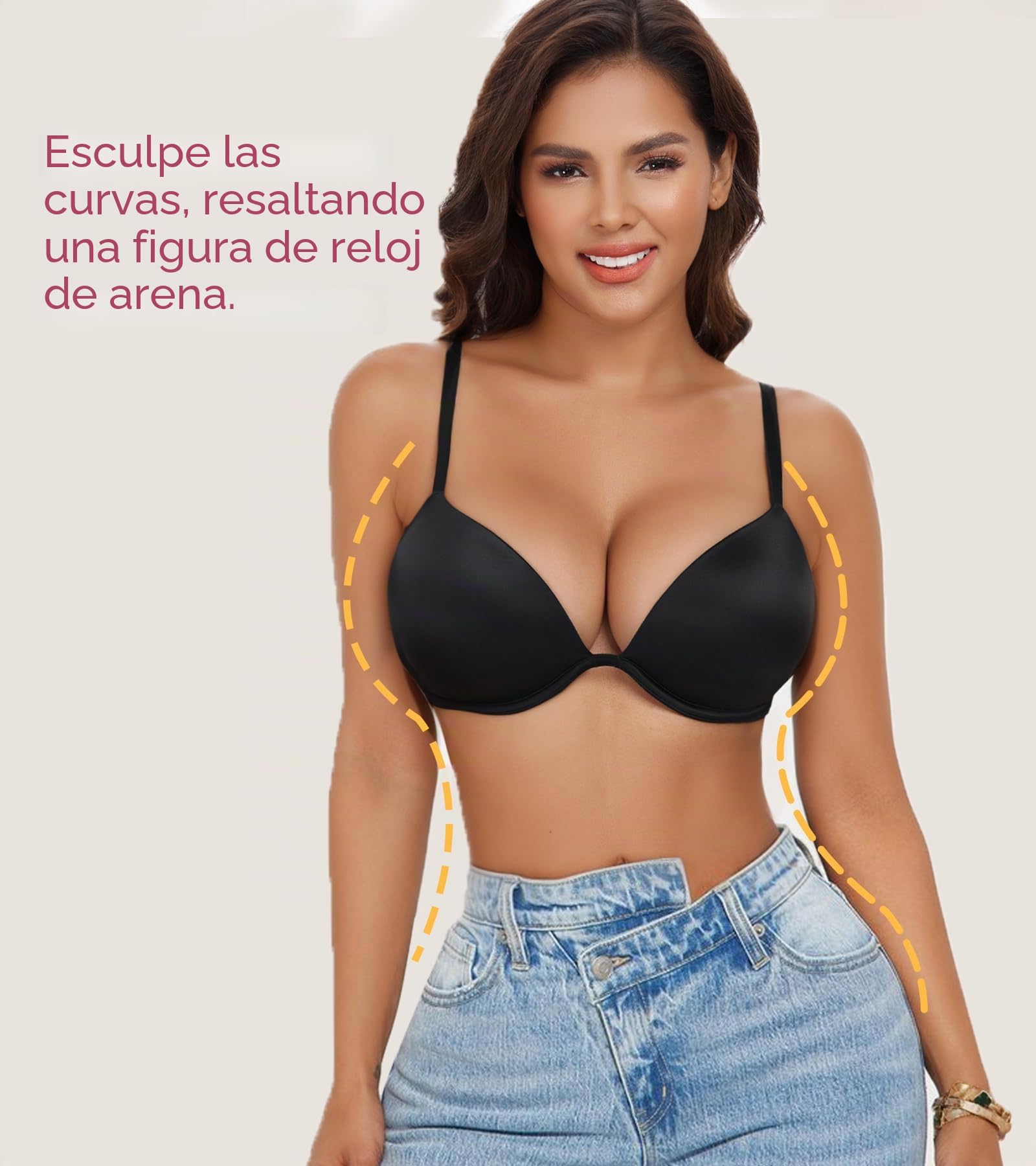 DotVol Sujetador Push Up con Acolchado Cuello en V Profundo con Aros Diario