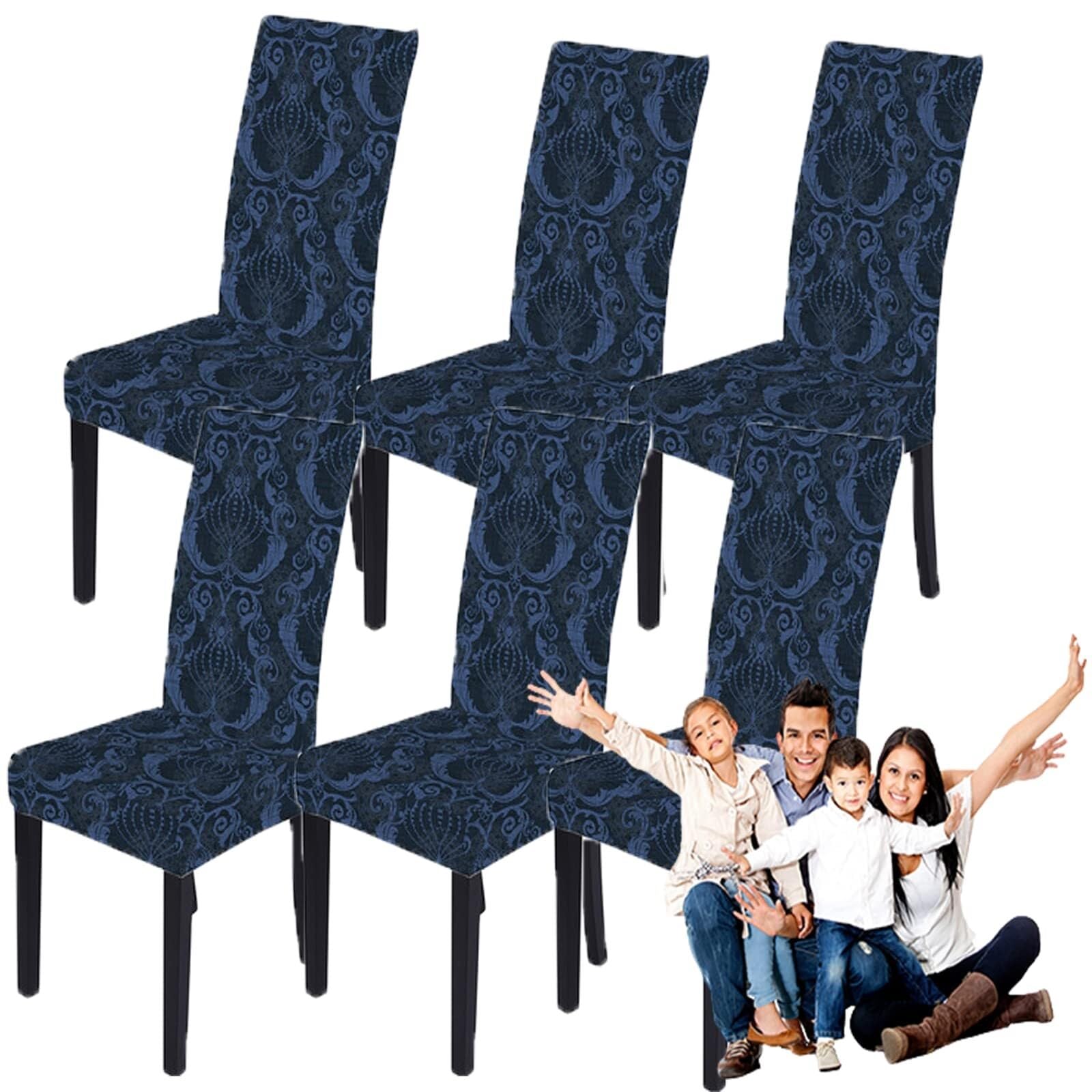 NMVAWIPT Stretchable Polyester-Spandex Dining Chair Covers Non-Slip Elastic Slipcovers For Room Banquet Hotel(5#,6pcs)