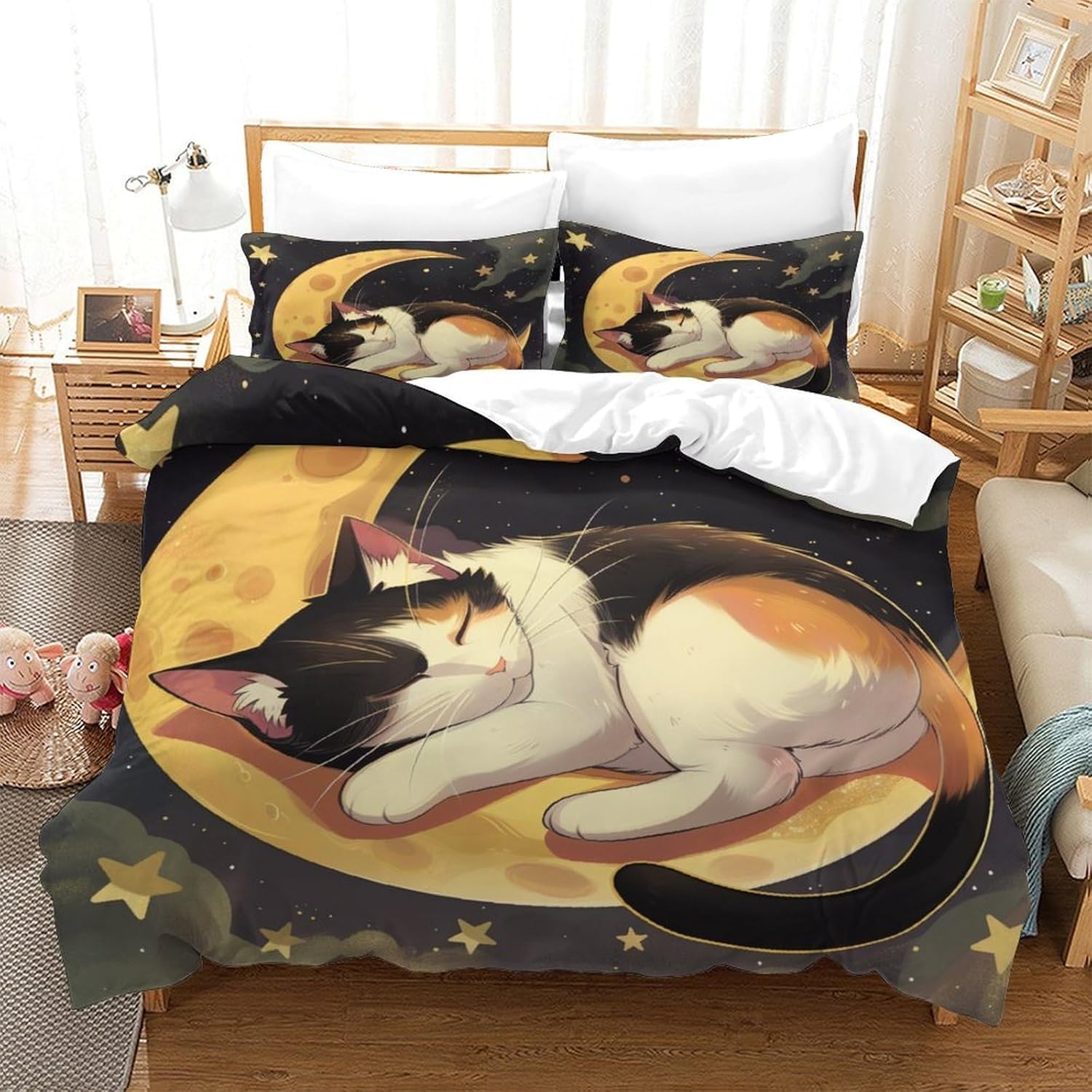 Housse couette chat 3D 155X220 cm pour transformer la décoration de votre chambre à coucher