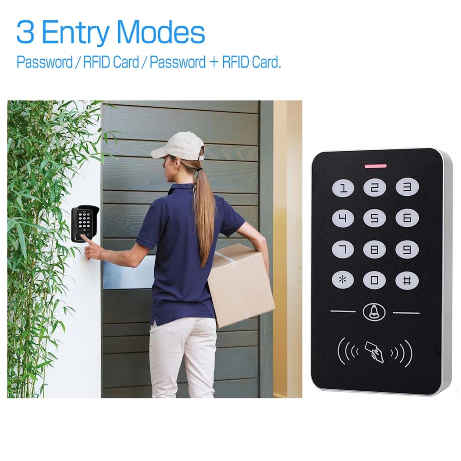 Kit de de Control de Acceso de Puerta, Teclado RFID, Fuente de alimentación eléctrica, Cerradura magnética de 180KG, cerraduras de Puerta for Seguridad del hogar(Kit2)