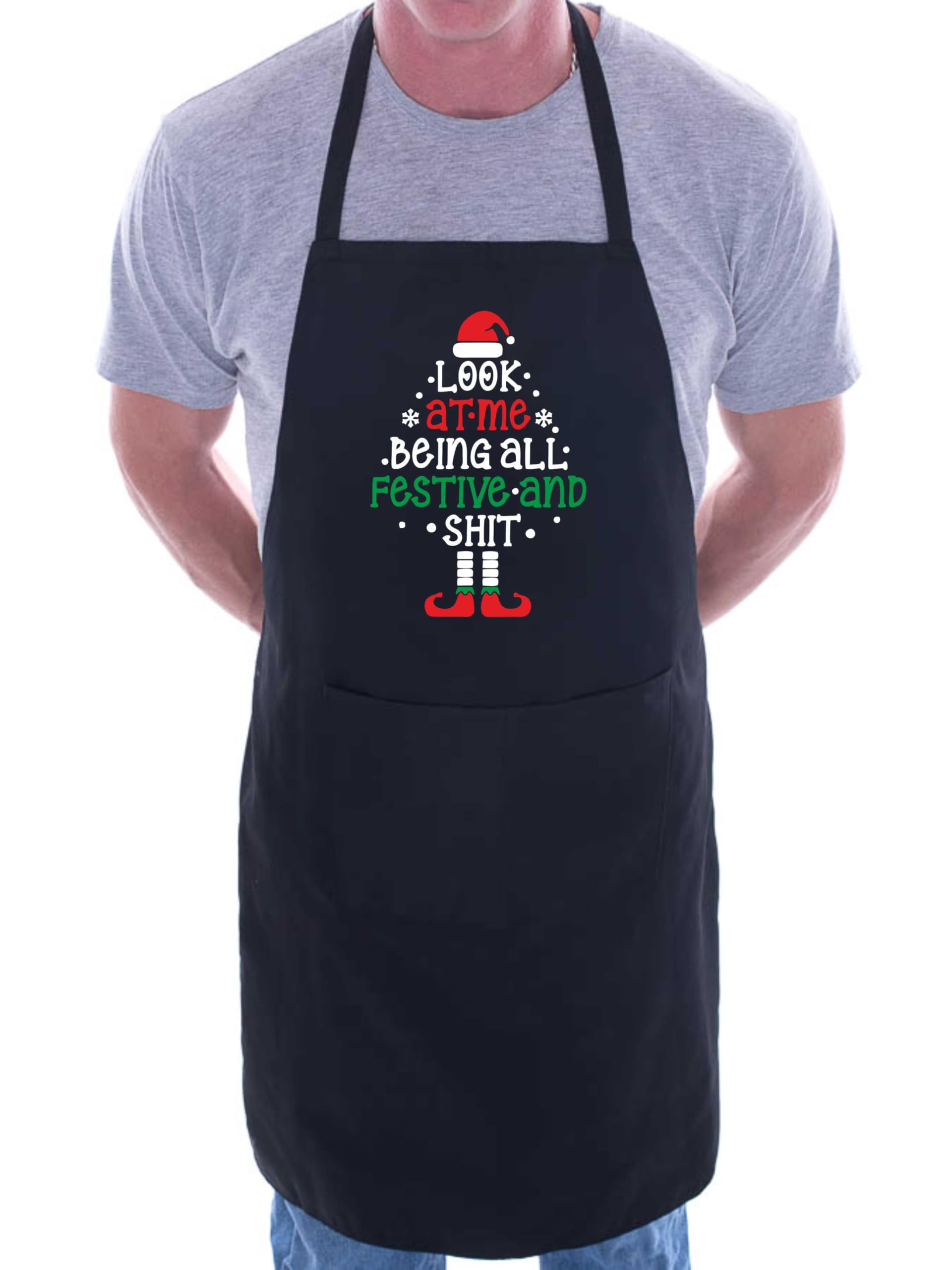Print4U Look At Me Being Festive Apron Xmas Present Joke Fun Gift Black