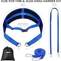 Vista 6 de Bilbear Cinturón de tracción de trineo, cinturón de entrenamiento de trineo ajustable, cinturón para tirar con 2 correas de tracción y 4 ganchos