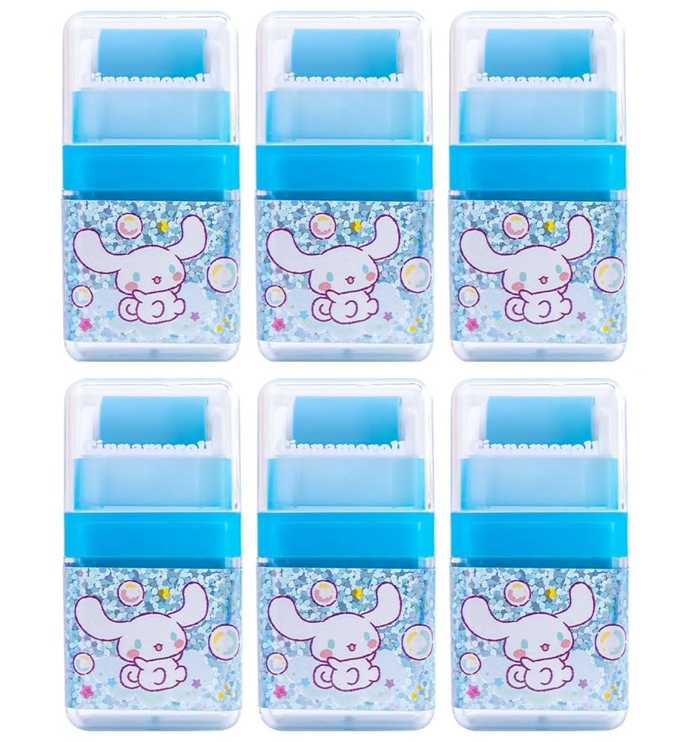 TAPIT 6/12PCS Pencil Erasers Cute Rectangular Rubber Erasers with Roller, A-Cinnamoroll 6PCS, Animal Theme, Back to School Supplies, Perfect for Kids and Office Use