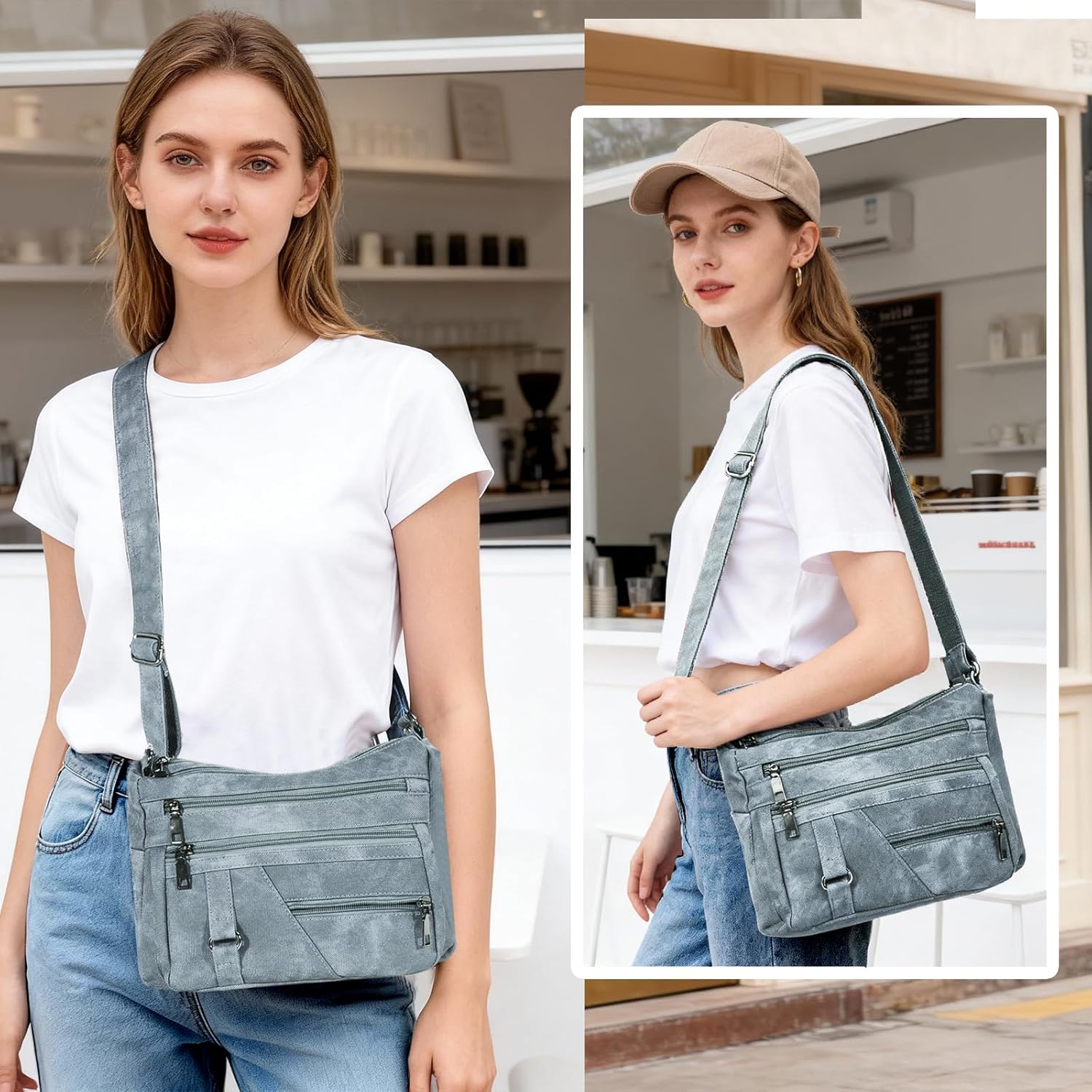 ELDA Purses for Women PU Leather Shoulder Bag Crossbody Purse Lightweight Pocketbook Ladies Handbag