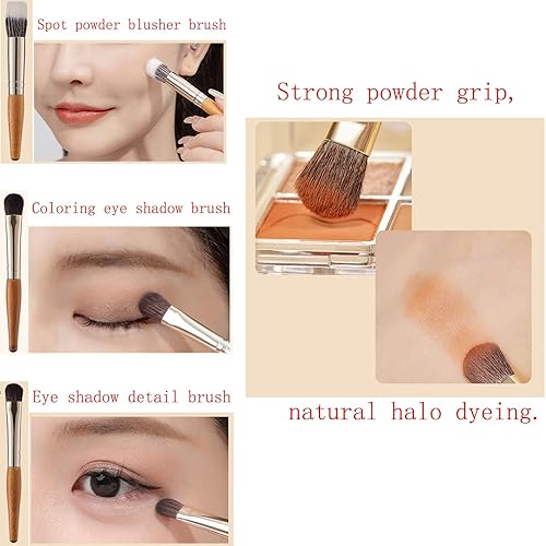 Miniatura 3 de Juego de 9 brochas de maquillaje profesionales de viaje pequeños con bolsa, pinceles portátiles para cosméticos, sombras de ojos, corrector de