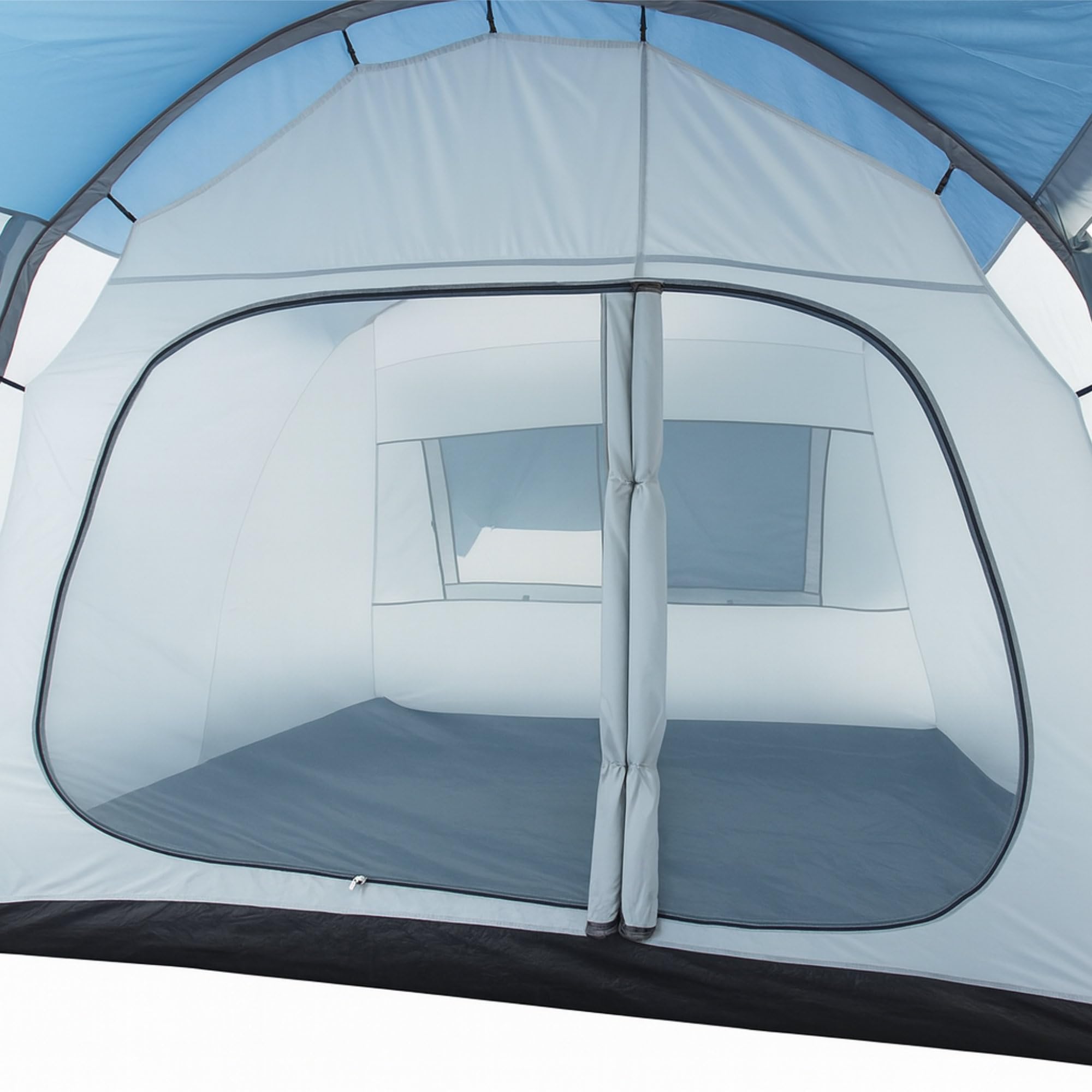 CampFeuer Tenda a tunnel "TunnelX" | Tenda familiare grande con 3 ingressi | grigio/blu | 5.000 mm di colonna d'acqua | Tenda per 4 persone, Tenda da campeggio