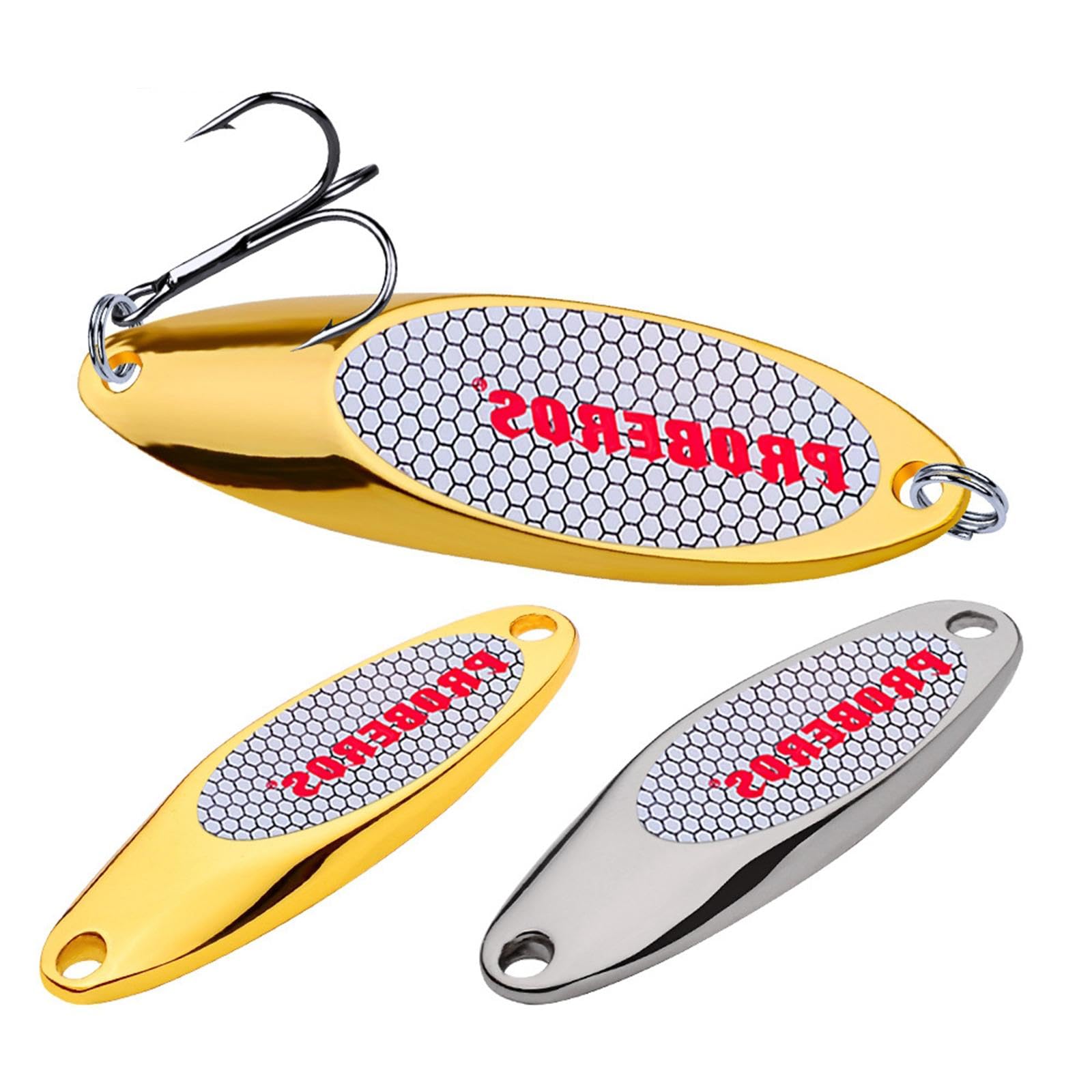 Qianly 5 Piezas Señuelos Cucharas de Pesca de Metal Resistente Al Óxido Cebo Artificial de Triple Anzuelos Suministros de Pesca Accesorios para Pescadores Ad