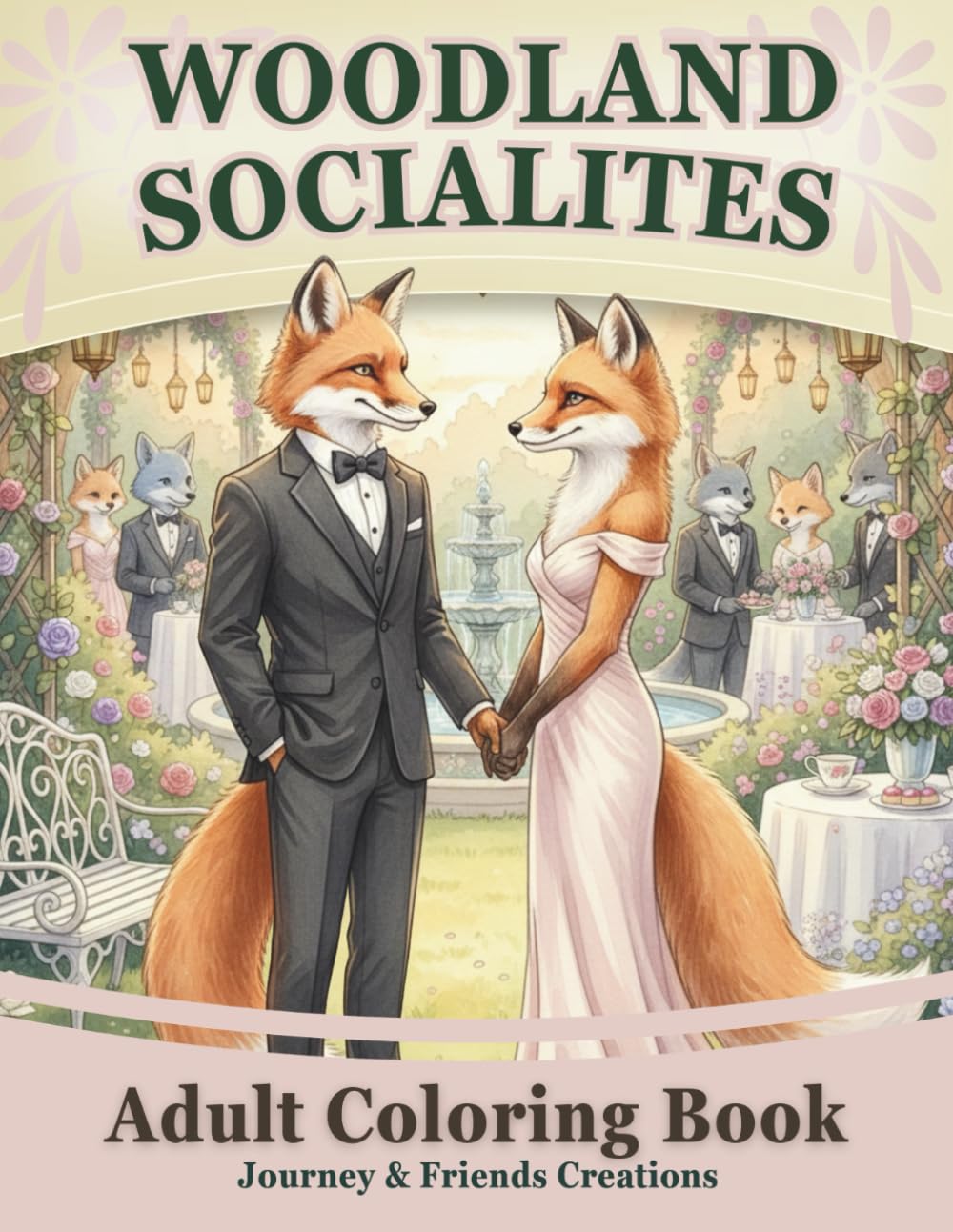 Woodland Socialites Adult Coloring Book with Full-Color Reference Pages: Fun Woodland Creatures Detailed Coloring Book from Art