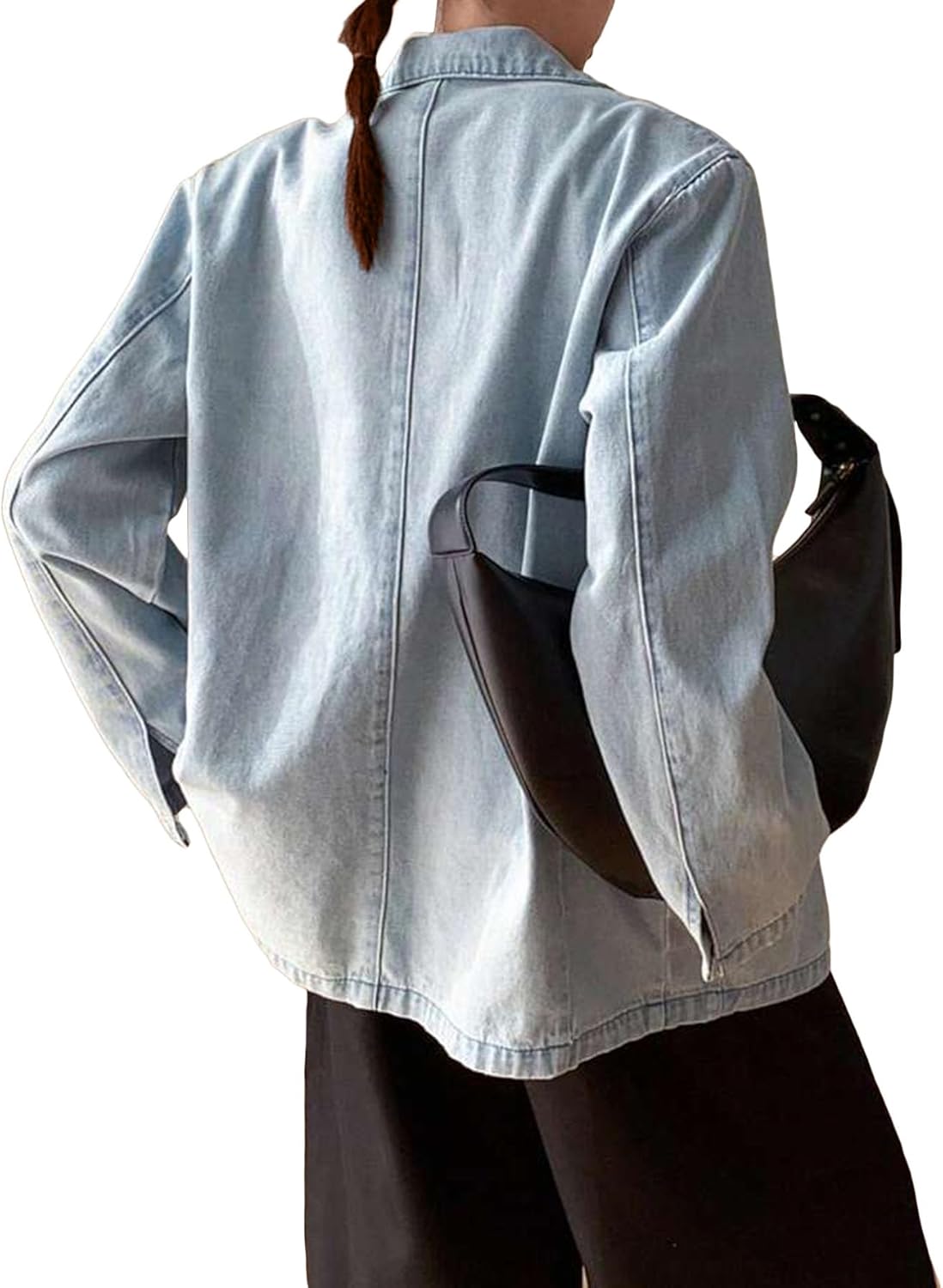 Mina Self 2026 Spring Women's Denim Blazer Jacket - Fashion Open Front Lightweight Casual Work Office Jean Top Pockets - Image 3