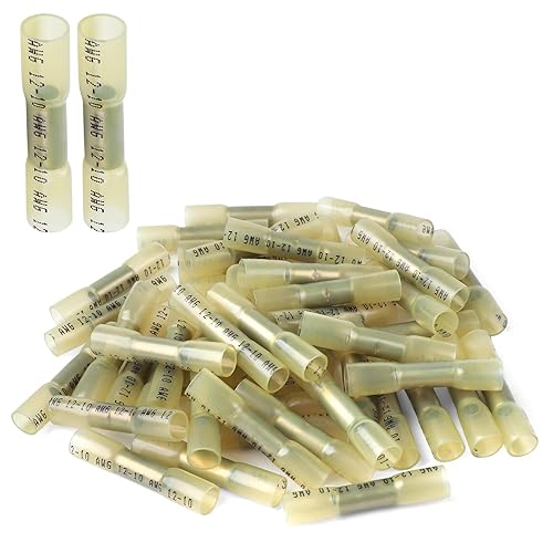Miniatura 8 de Conectores de empalme termorretráctiles, 200 piezas 22-16 AWG rojos aislados impermeables, conectores de cable eléctrico automotriz grado marino