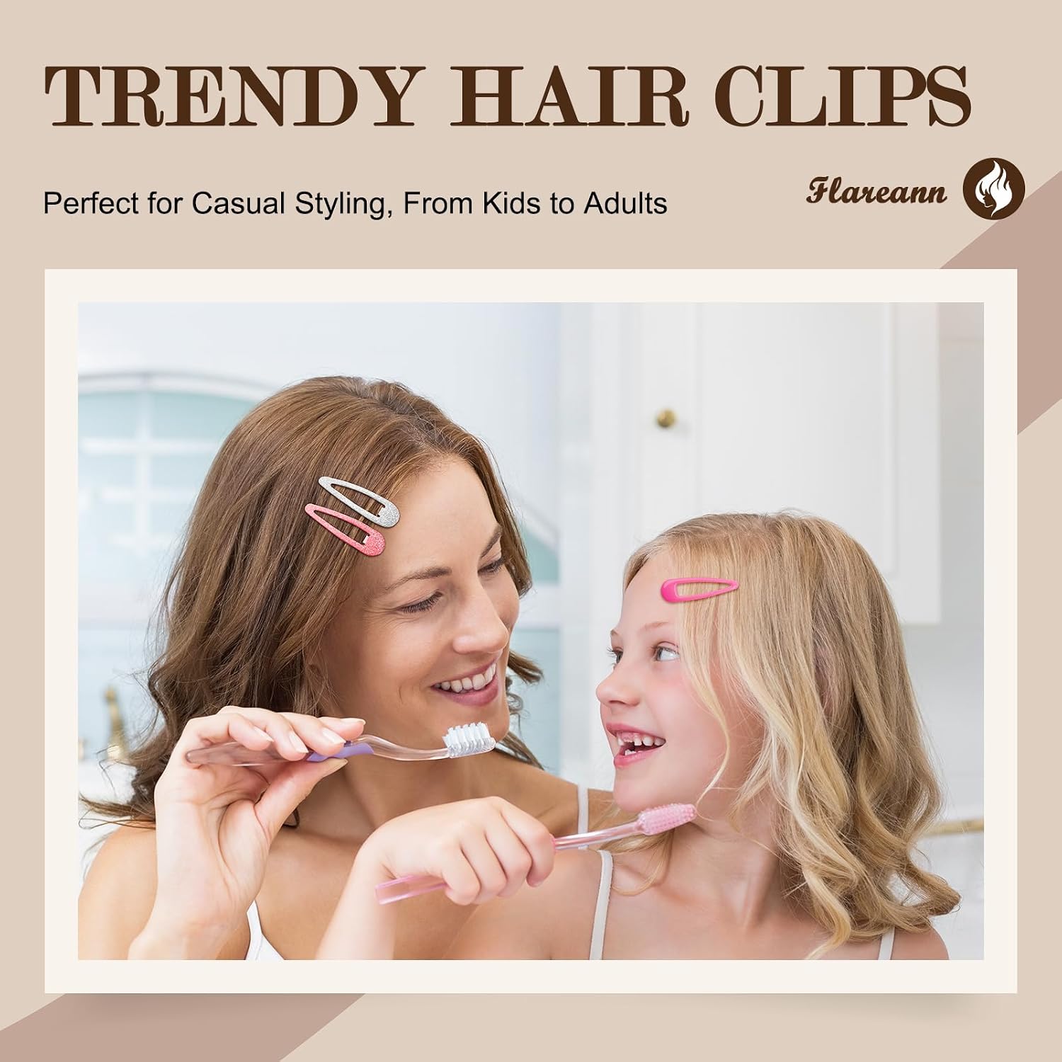 Glitter Pink Snap Hair Clips for Girls, 36 PCS Pink Barrettes