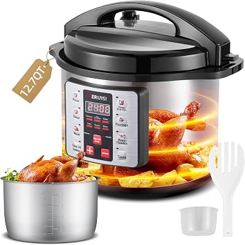 12.7QT/12L Commercial Pressure Cooker, 8-in-1 Multifunctional Large Pressure Cookers, 1400W Electric Pressure Canner with CE Certified, Non-stick, Slow Cooker Rice Maker for 18-28 People,110V