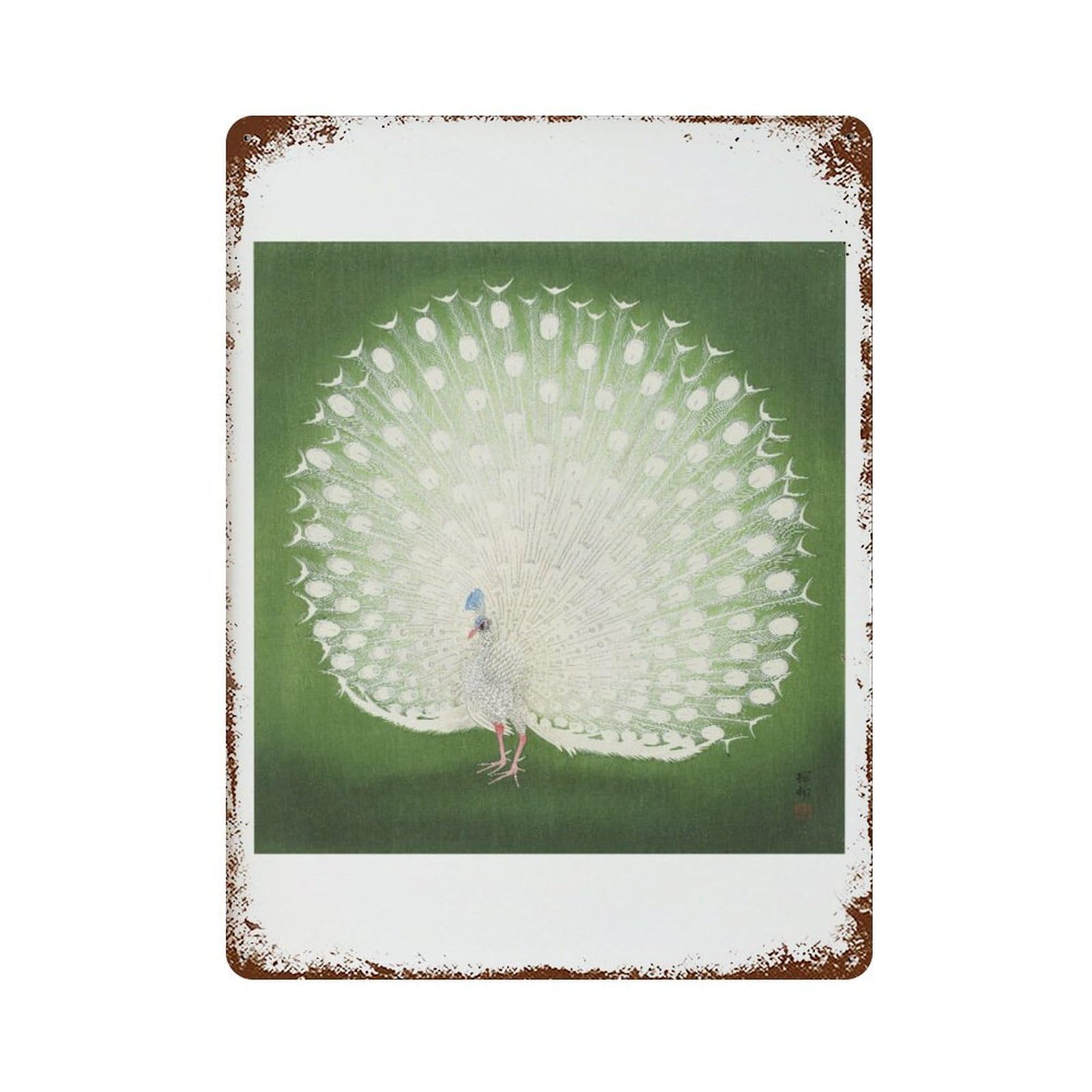 xiaoxiaoshen Ohara Koson White Peacock Japanese Wall Decor Art Metal Tin Poster Modern Home Decor Art Home Bar Shop Decorations Vintage Sign 40x30cm
