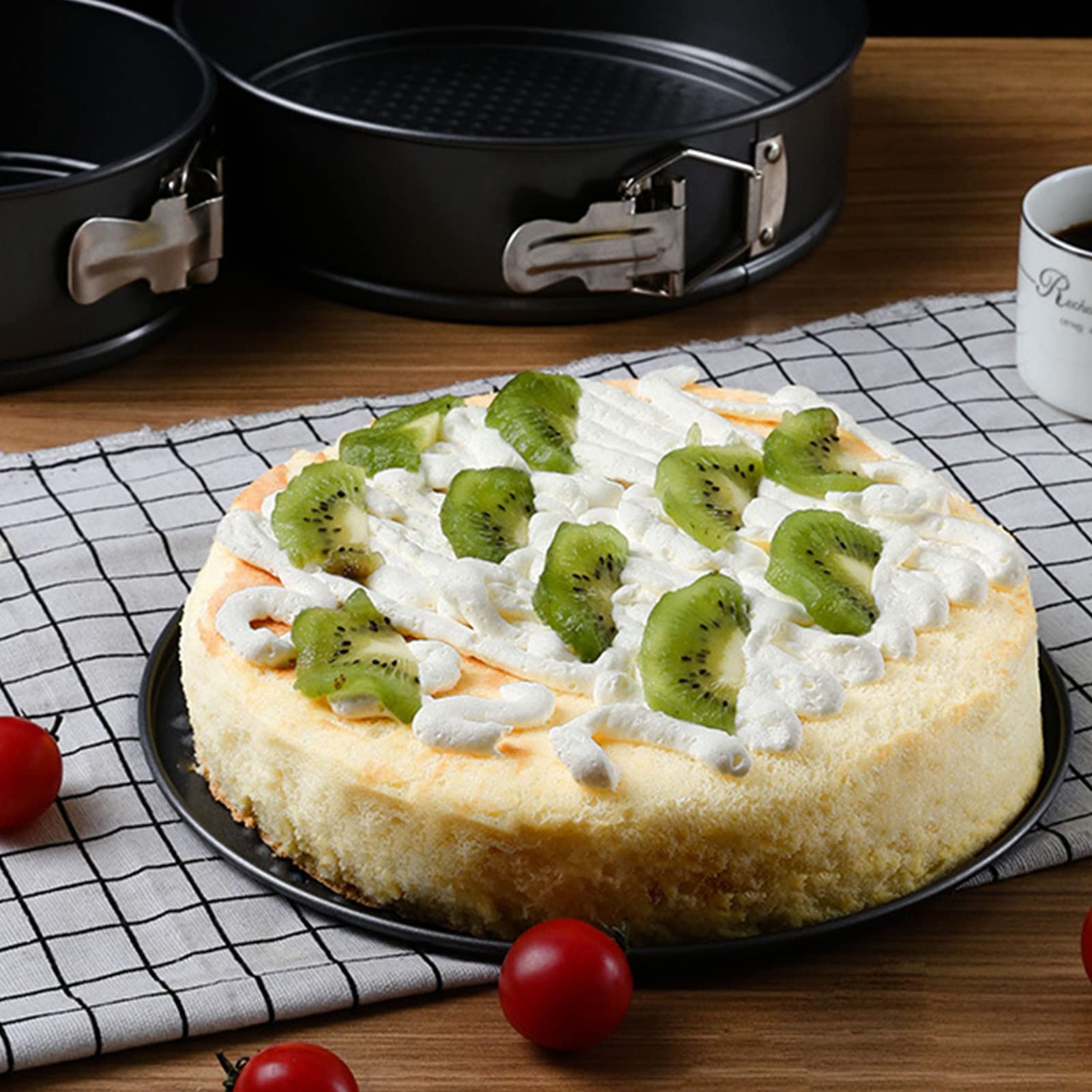 Molde para tartas de 3 piezas, de acero al carbono, molde para tarta con forma de corazón, redondo, cuadrado con fondo extraíble para hacer pasteles Pizza (M)