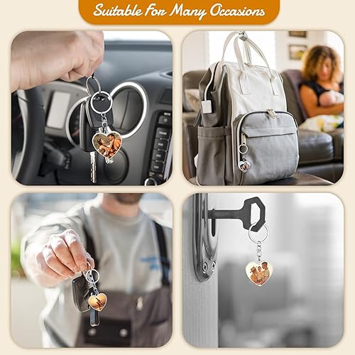 Miniatura 5 de Llavero personalizado con foto - Llaveros con texto grabado personalizado para mujeres, hombres, novio, regalos para el Día de la Madre