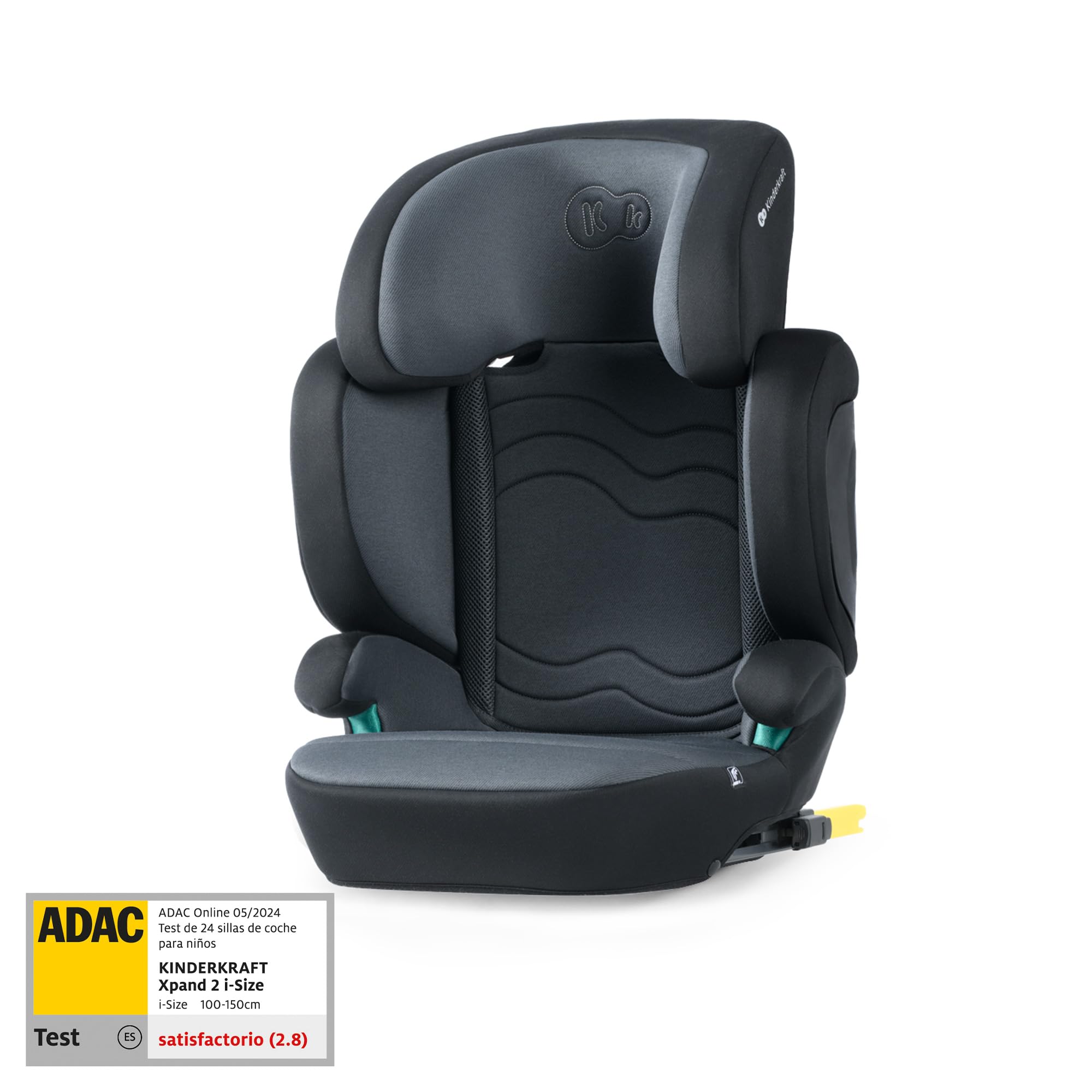 Kinderkraft XPAND2 I-Size, Silla de Coche Grupo 2/3, Reforzada, de 15 a 36 Kg, Negro